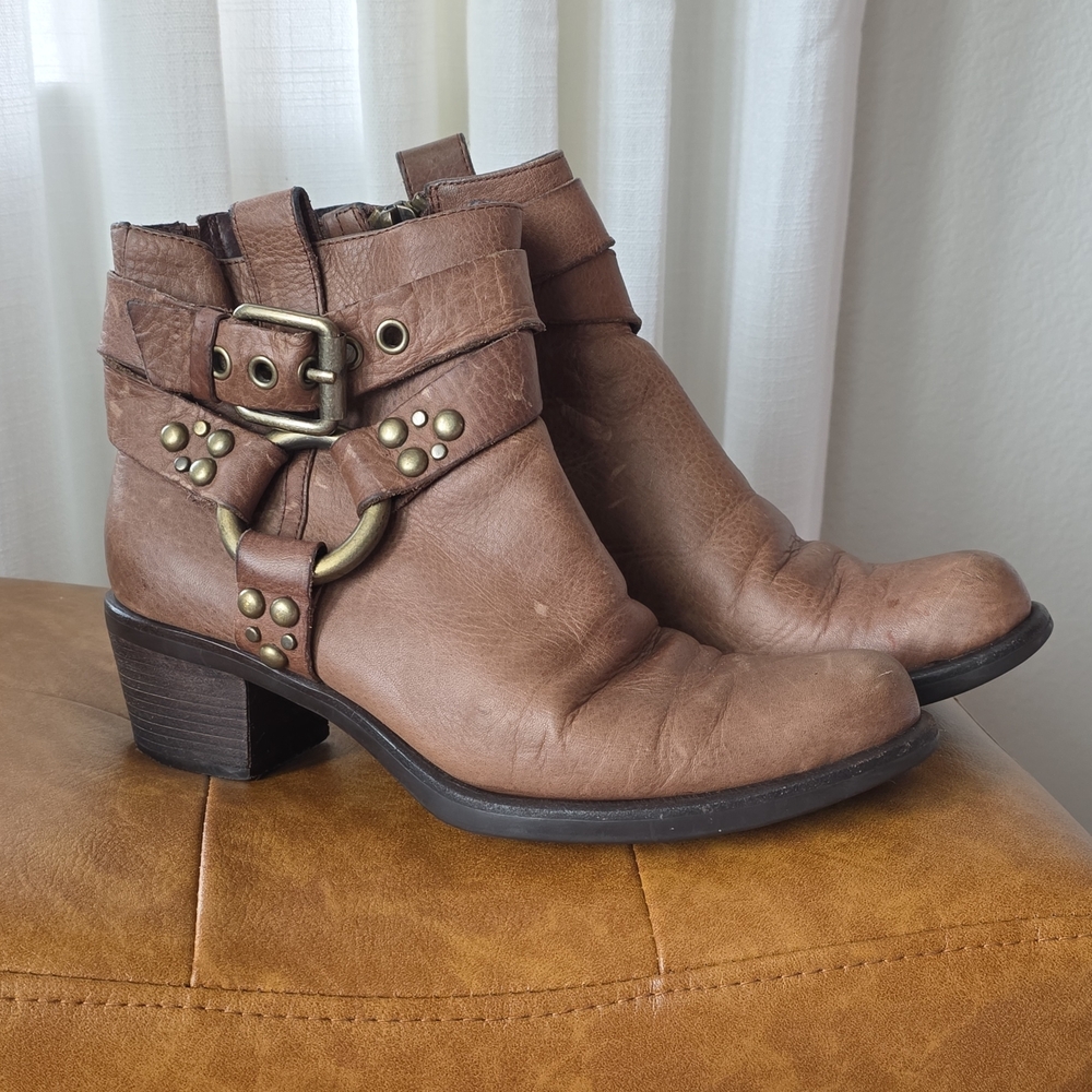Studded Brown Ankle Booties